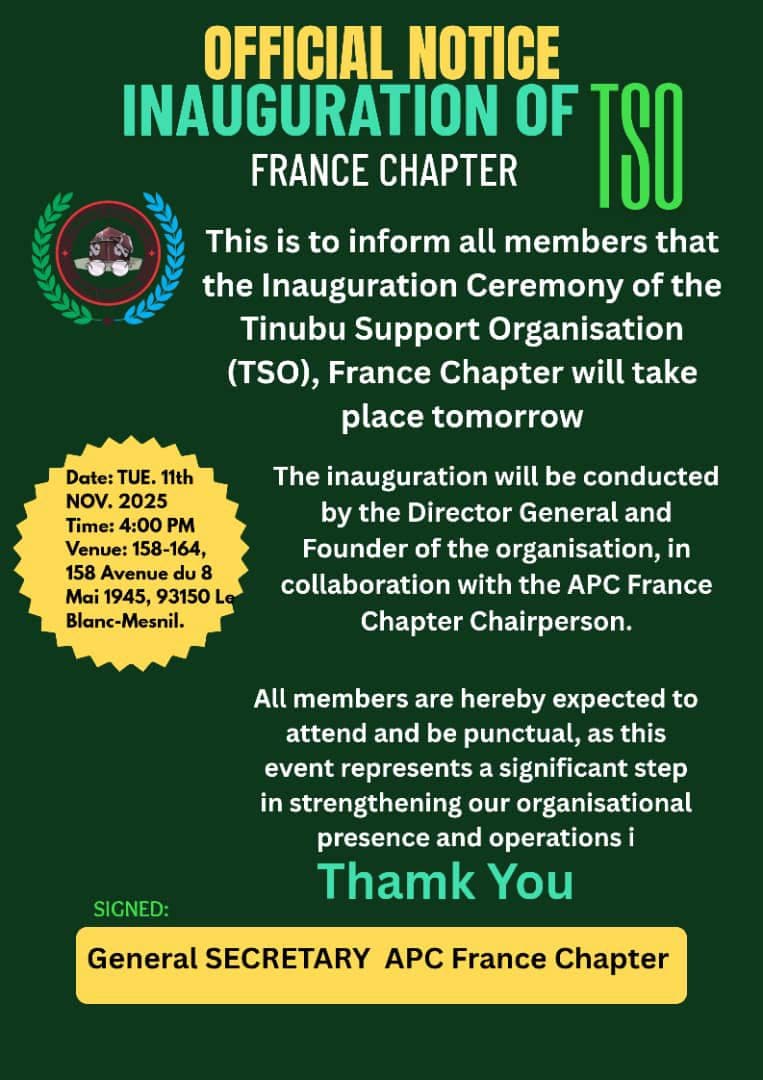 Director General and Founder of Tinubu Support Organization (TSO), Hon. Aminu Suleiman, Attends ASA WA France 2025 4th Edition