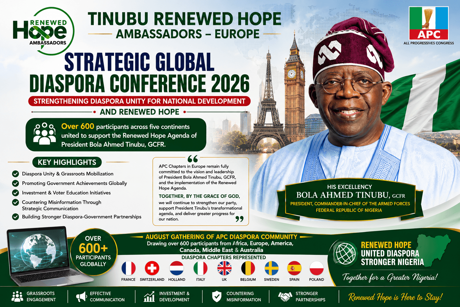 APC FRANCE CHAPTER PARTICIPATES IN GLOBAL DIASPORA STRATEGIC CONFERENCE ON RENEWED HOPE AGENDA